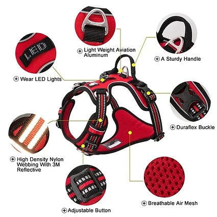 Pet Reflective Nylon Dog Harness No Pull Adjustable Medium Large Dog Vest