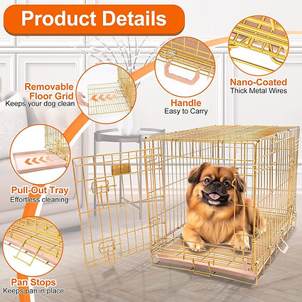 Puppy Safe Brand Training Dog Crate 30 Inch, Portable Folding Metal Wire Dog Kennel