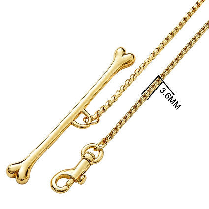 18kt Plated Dog Leash With Bone Handle