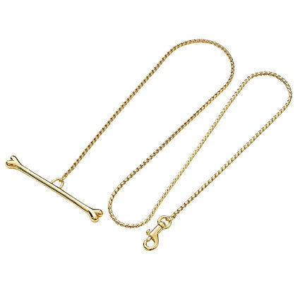 18kt Plated Dog Leash With Bone Handle