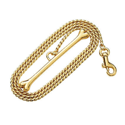 18kt Plated Dog Leash With Bone Handle