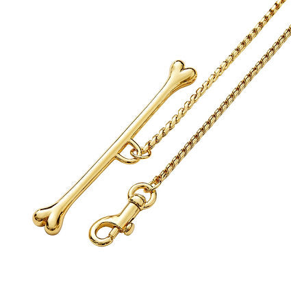 18kt Plated Dog Leash With Bone Handle