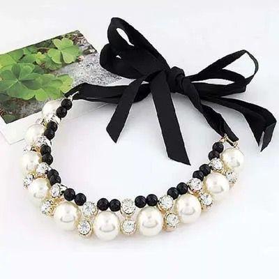 Luxury Diamond, Pearl, and Silk Dog Necklace/Collar