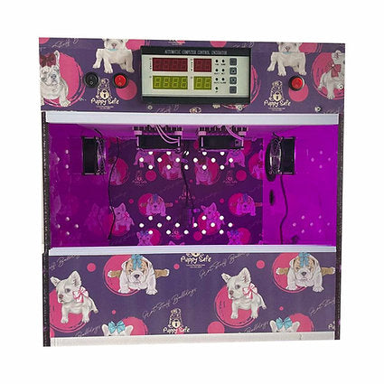 Puppy Safe Puppy Pattern Incubator 18" with Purple Acrylic and LED Lights- Complete Set-Up
