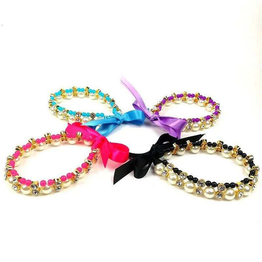 Luxury Diamond, Pearl, and Silk Dog Necklace/Collar